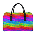 Rainbow Palm Tree Pattern Print Leather Duffel Bag