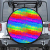 Rainbow Palm Tree Pattern Print Leather Spare Tire Cover