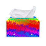 Rainbow Palm Tree Pattern Print Leather Tissue Box Cover