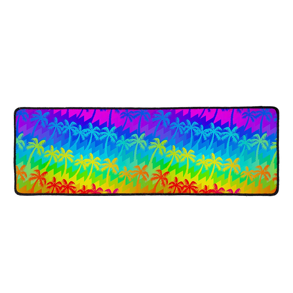 Rainbow Palm Tree Pattern Print Long Kitchen Mat