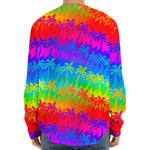 Rainbow Palm Tree Pattern Print Long Sleeve Baseball Jersey