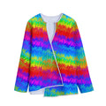Rainbow Palm Tree Pattern Print Long Sleeve Short Coat