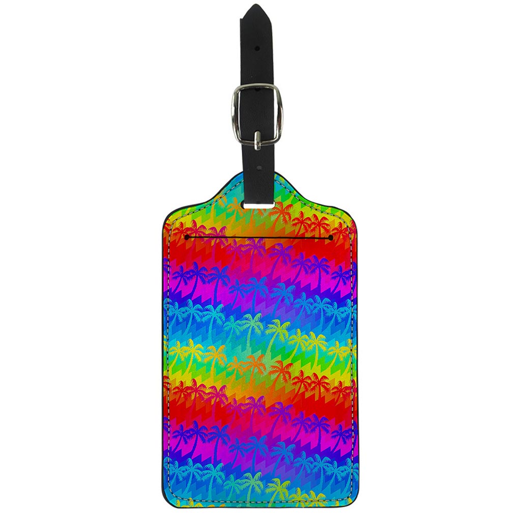Rainbow Palm Tree Pattern Print Luggage Tag
