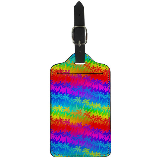 Rainbow Palm Tree Pattern Print Luggage Tag