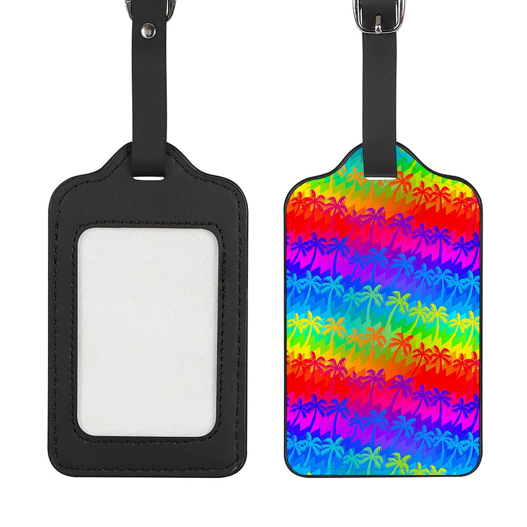 Rainbow Palm Tree Pattern Print Luggage Tag