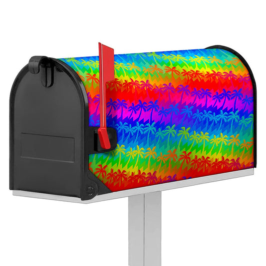 Rainbow Palm Tree Pattern Print Mailbox Cover
