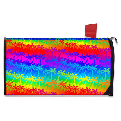 Rainbow Palm Tree Pattern Print Mailbox Cover