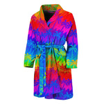 Rainbow Palm Tree Pattern Print Men's Bathrobe