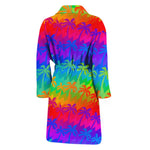 Rainbow Palm Tree Pattern Print Men's Bathrobe