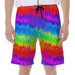 Rainbow Palm Tree Pattern Print Men's Beach Shorts