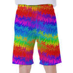 Rainbow Palm Tree Pattern Print Men's Beach Shorts