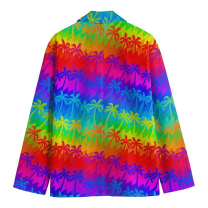 Rainbow Palm Tree Pattern Print Men's Blazer