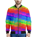 Rainbow Palm Tree Pattern Print Men's Bomber Jacket