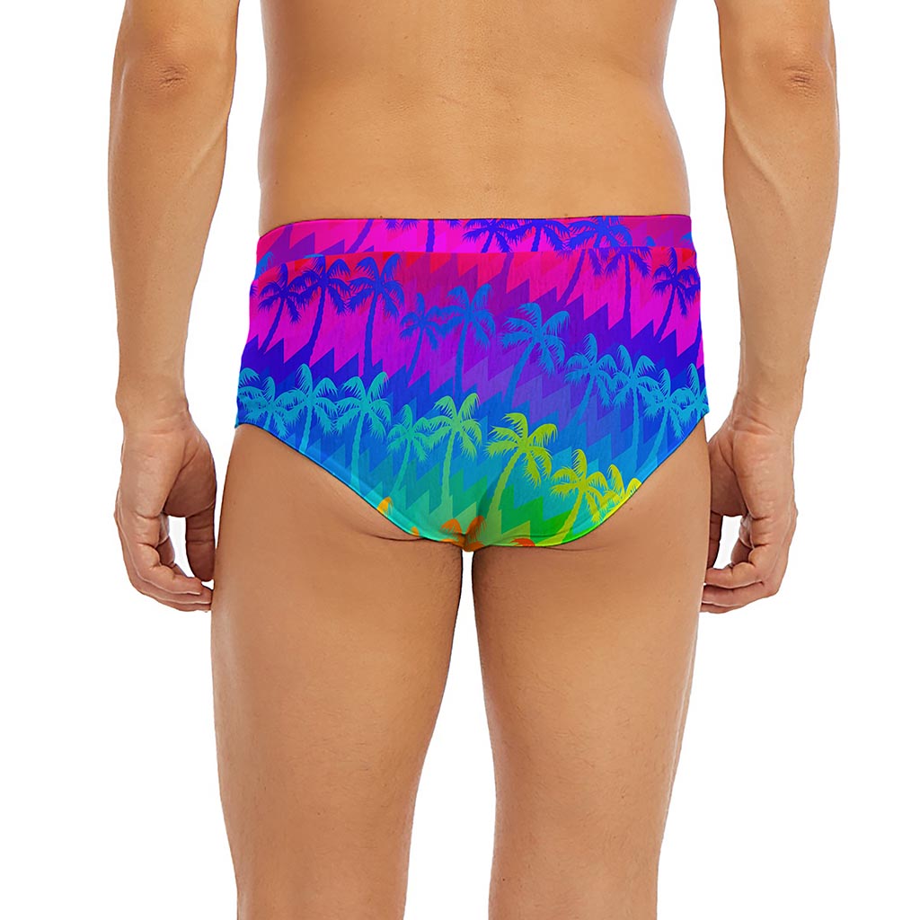 Rainbow Palm Tree Pattern Print Men's Briefs