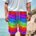 Rainbow Palm Tree Pattern Print Men's Cargo Shorts
