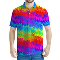 Rainbow Palm Tree Pattern Print Men's Polo Shirt