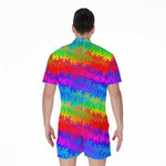 Rainbow Palm Tree Pattern Print Men's Rompers