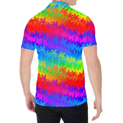Rainbow Palm Tree Pattern Print Men's Shirt