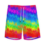 Rainbow Palm Tree Pattern Print Men's Sports Shorts