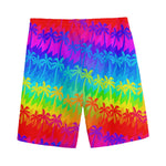Rainbow Palm Tree Pattern Print Men's Sports Shorts