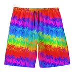 Rainbow Palm Tree Pattern Print Men's Swim Trunks