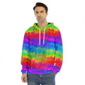 Rainbow Palm Tree Pattern Print Men's Velvet Pullover Hoodie