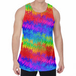 Rainbow Palm Tree Pattern Print Men's Velvet Tank Top