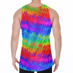 Rainbow Palm Tree Pattern Print Men's Velvet Tank Top