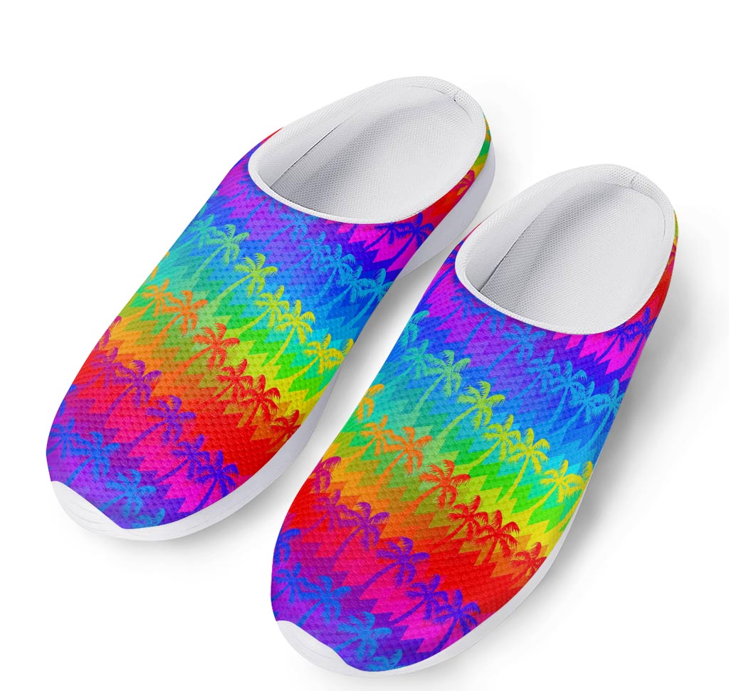 Rainbow Palm Tree Pattern Print Mesh Casual Shoes