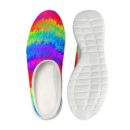 Rainbow Palm Tree Pattern Print Mesh Casual Shoes