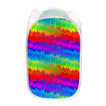 Rainbow Palm Tree Pattern Print Mesh Laundry Hamper