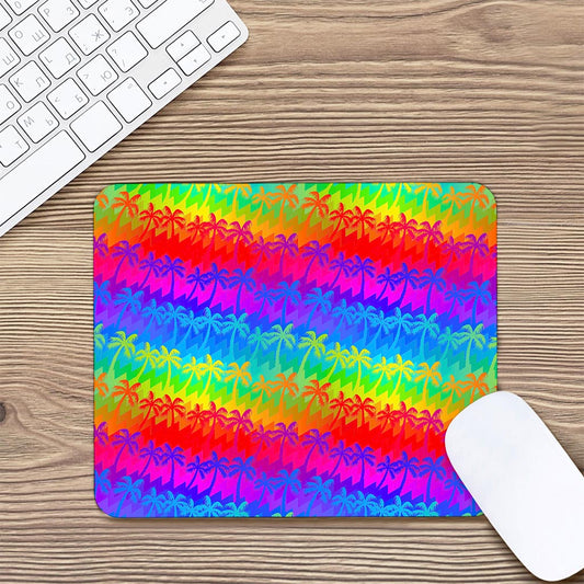 Rainbow Palm Tree Pattern Print Mouse Pad