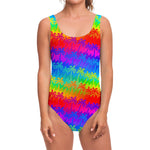 Rainbow Palm Tree Pattern Print One Piece Swimsuit