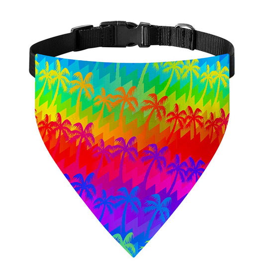 Rainbow Palm Tree Pattern Print Over The Collar Dog Bandana