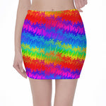 Rainbow Palm Tree Pattern Print Pencil Mini Skirt