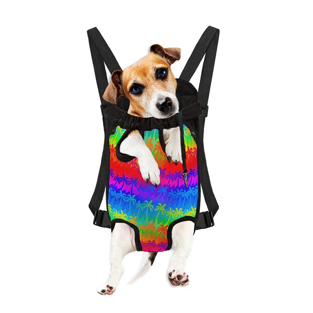Rainbow Palm Tree Pattern Print Pet Carrier Backpack