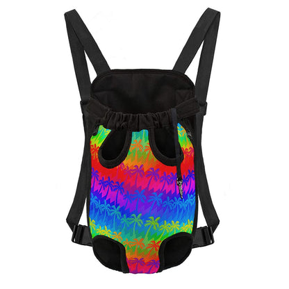 Rainbow Palm Tree Pattern Print Pet Carrier Backpack