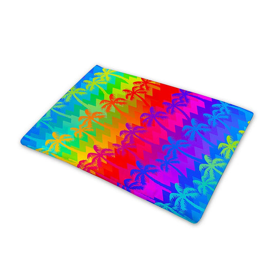 Rainbow Palm Tree Pattern Print Pet Cooling Mat Cover