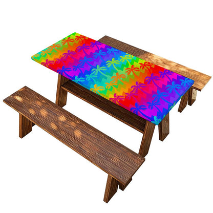 Rainbow Palm Tree Pattern Print Picnic Table Cover