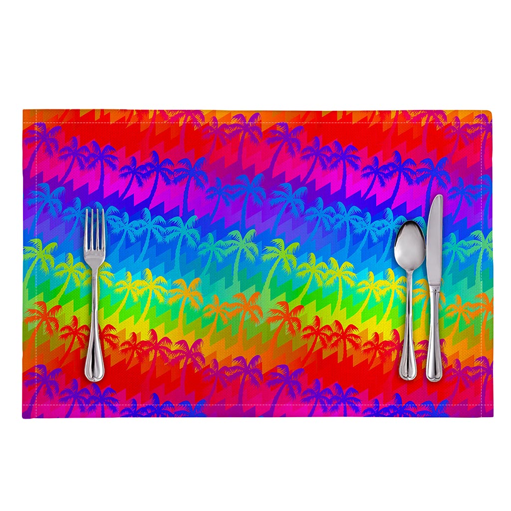 Rainbow Palm Tree Pattern Print Placemat