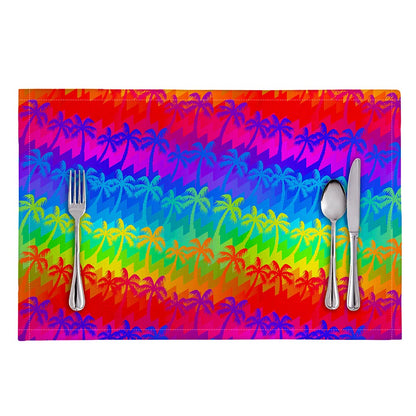 Rainbow Palm Tree Pattern Print Placemat