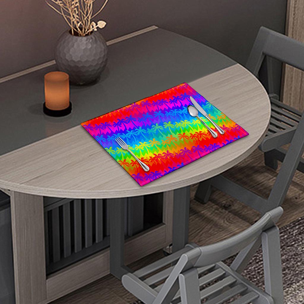 Rainbow Palm Tree Pattern Print Placemat