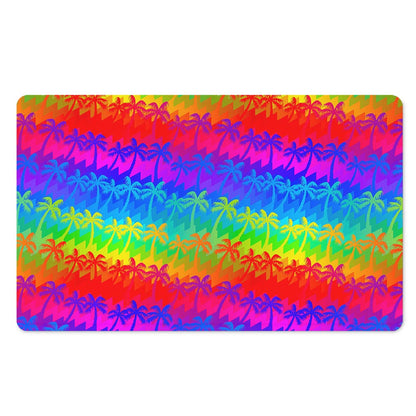 Rainbow Palm Tree Pattern Print Polyester Doormat