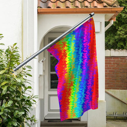 Rainbow Palm Tree Pattern Print Polyester Flag