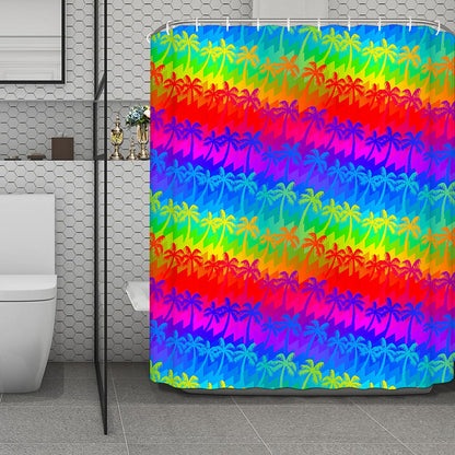Rainbow Palm Tree Pattern Print Polyester Shower Curtain