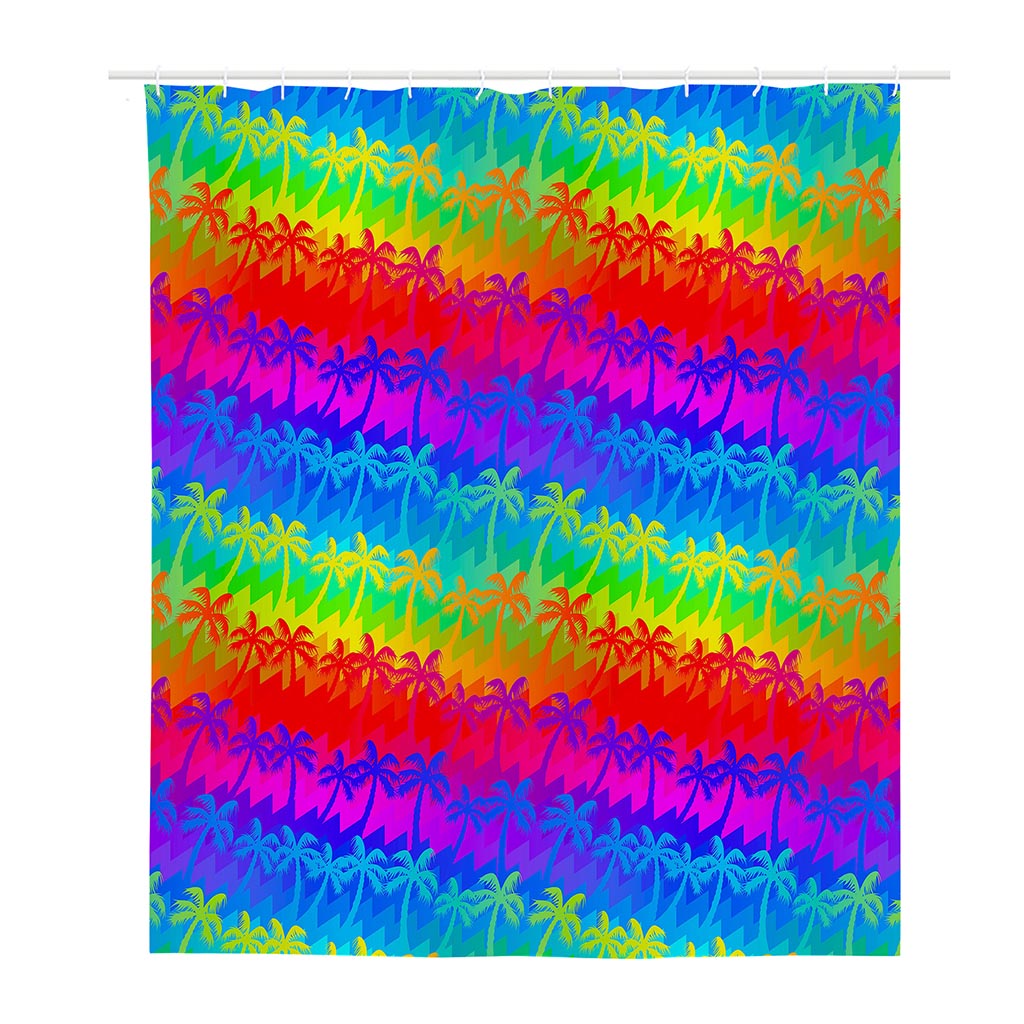 Rainbow Palm Tree Pattern Print Polyester Shower Curtain