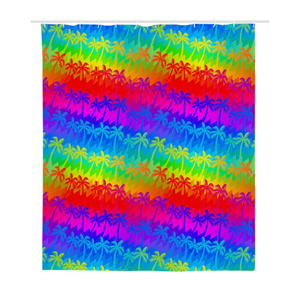 Rainbow Palm Tree Pattern Print Polyester Shower Curtain