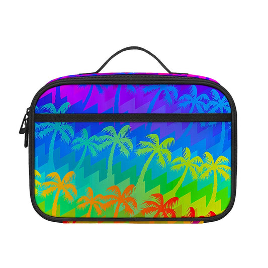Rainbow Palm Tree Pattern Print Portable Lunch Bag
