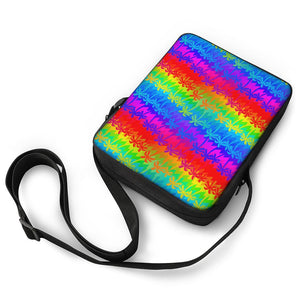 Rainbow Palm Tree Pattern Print Rectangular Crossbody Bag