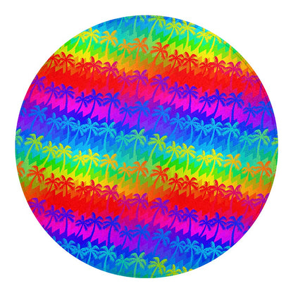 Rainbow Palm Tree Pattern Print Round Blanket